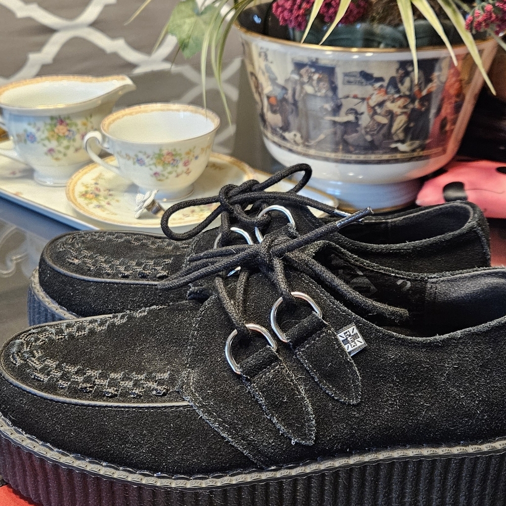 TUK Black Suede Wedge Shoes